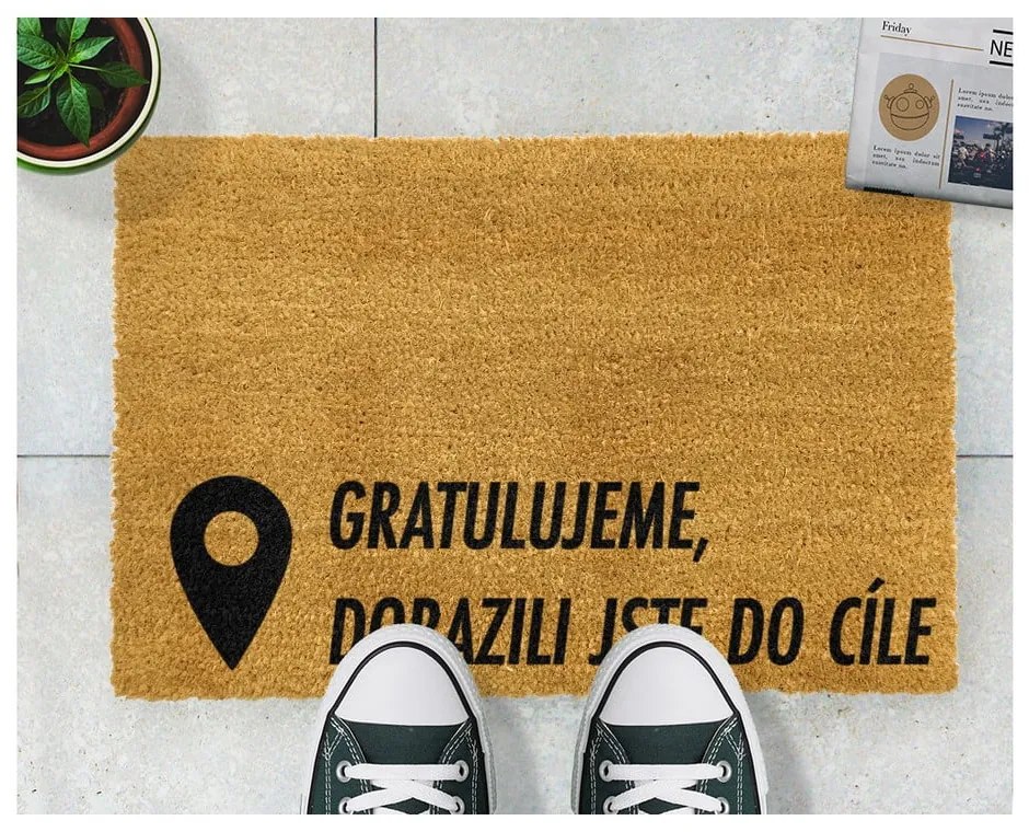 Rohožka z prírodného kokosového vlákna Artsy Doormats Cíl, 40 x 60 cm