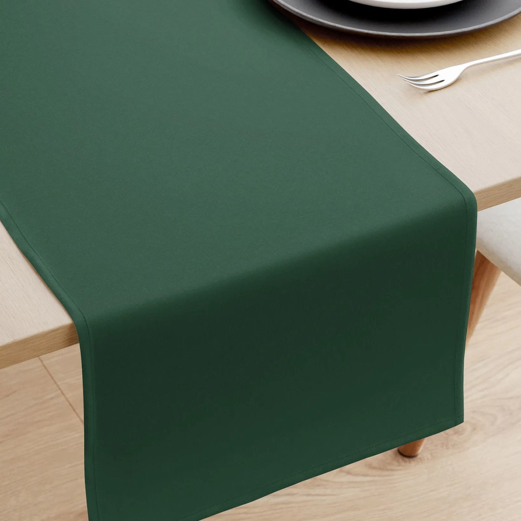 Goldea behúň na stôl 100% bavlnené plátno - tmavo zelený 20x180 cm