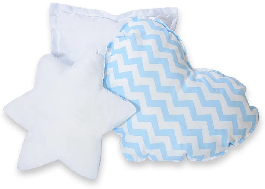 Bobono Stan Teepee pre deti + hracia podložka + vankúše + ozdobné perie - Chevron modrá