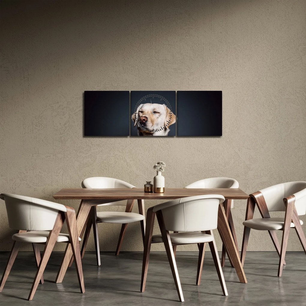 Obraz labradora (s hodinami) (90x30 cm)