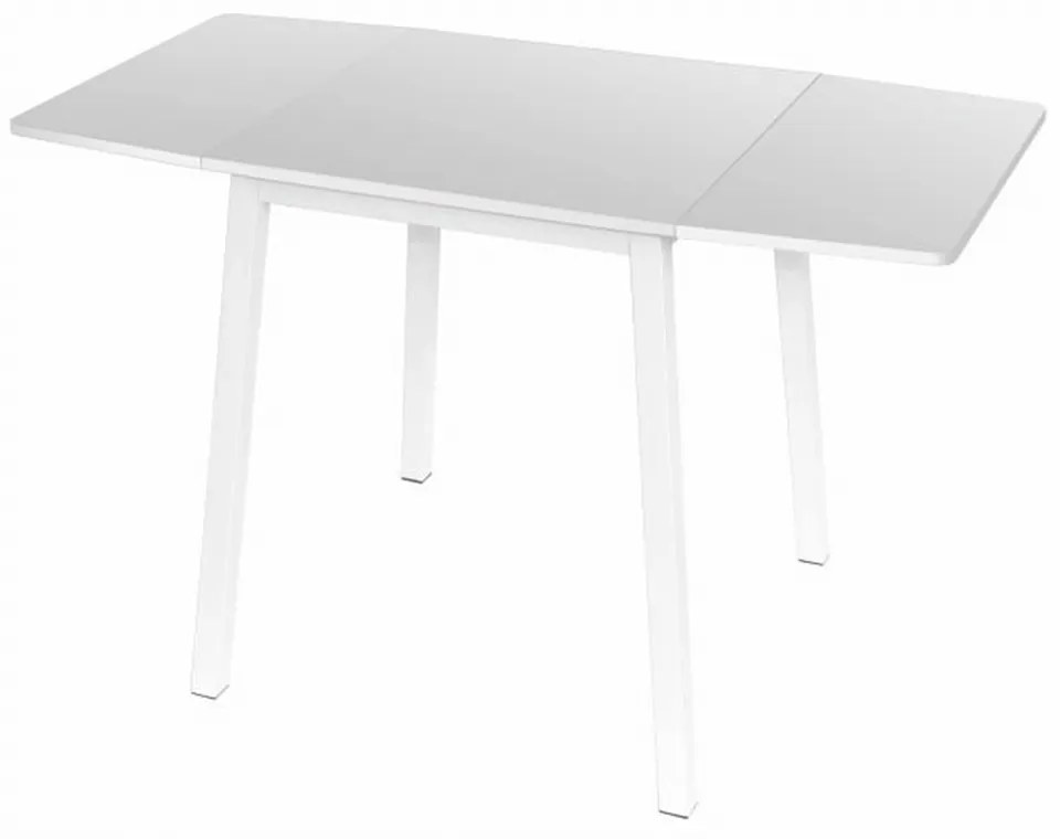 Jedálenský stôl, MDF fóliovaná/kov, biela, 60-120x60 cm, MAURO