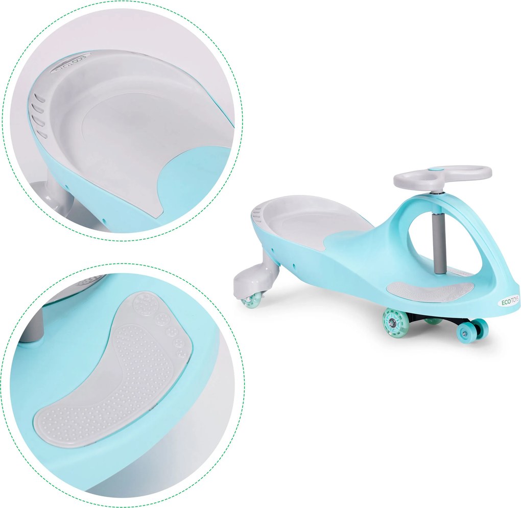 Gravitačné jazdítko ECOTOYS s LED kolesami, gumové, modré - pre deti od 3 rokov