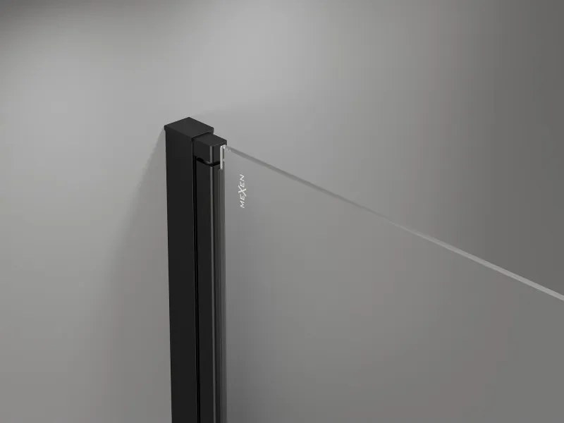 Mexen Mist-B Duo, 2-krídlový výklopný sprchový kút 90 x 70 cm, číre sklo-čierna mriežka, 8A2-090L-070P-70-77
