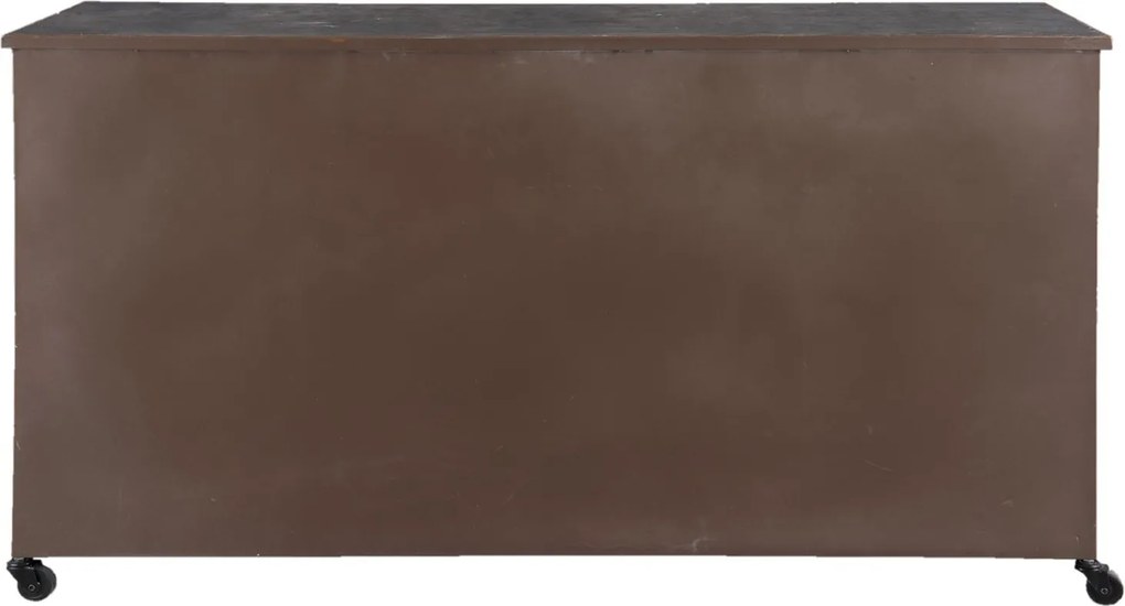 Čierna kovová komoda so zásuvkami na kolieskach - 152 * 44 * 86 cm