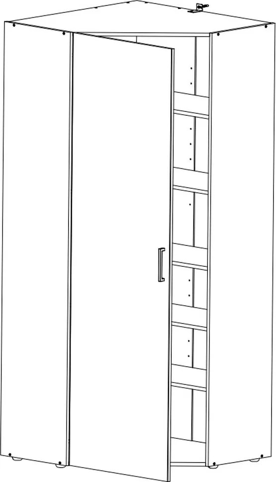 Rohová skriňa Multiraum, 80 cm, dub sonoma