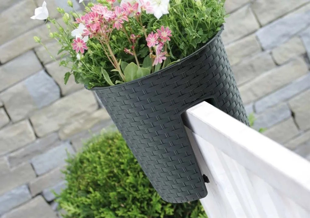 Kvetináč Ratolla Railing tmavohnedý