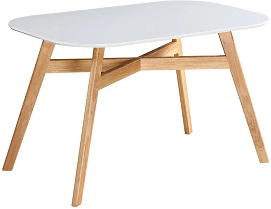 Jedálenský stôl, biela/prírodná, CYRUS NEW