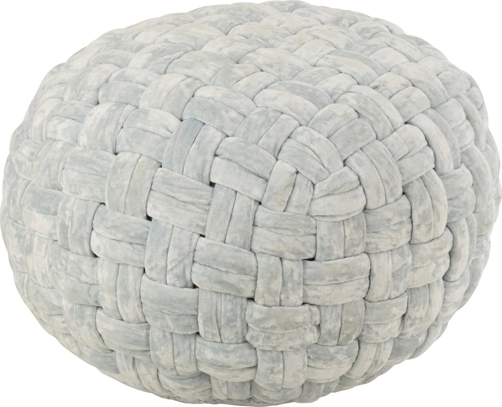 Svetlo modrý okrúhly prepletaný puf Crocheted - Ø 48 * 35 cm