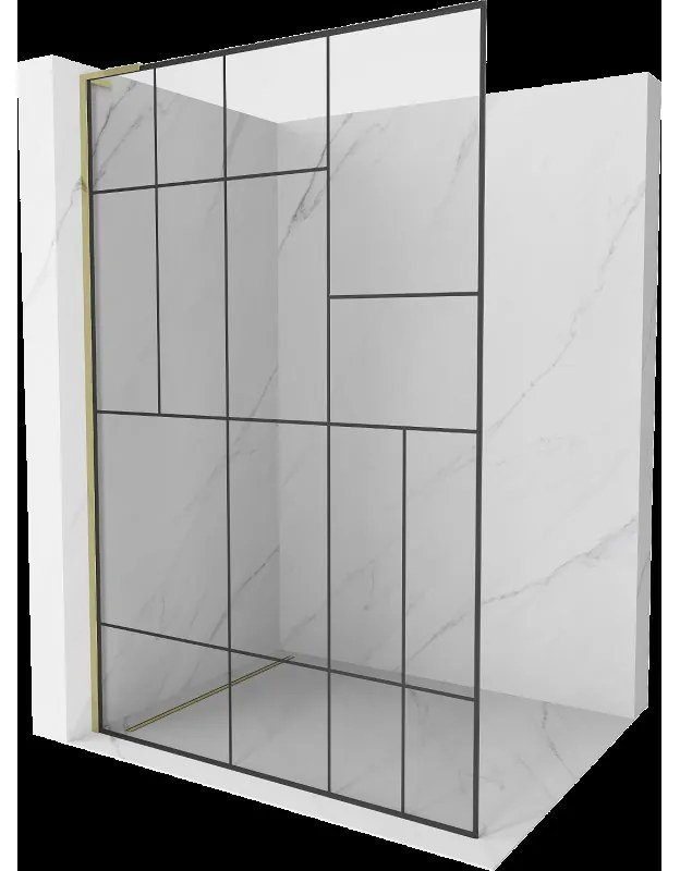 Mexen Kioto L sprchová stena Walk-in 110 x 200 cm, čierny vzor, zlatá - 800-110-103-50-78