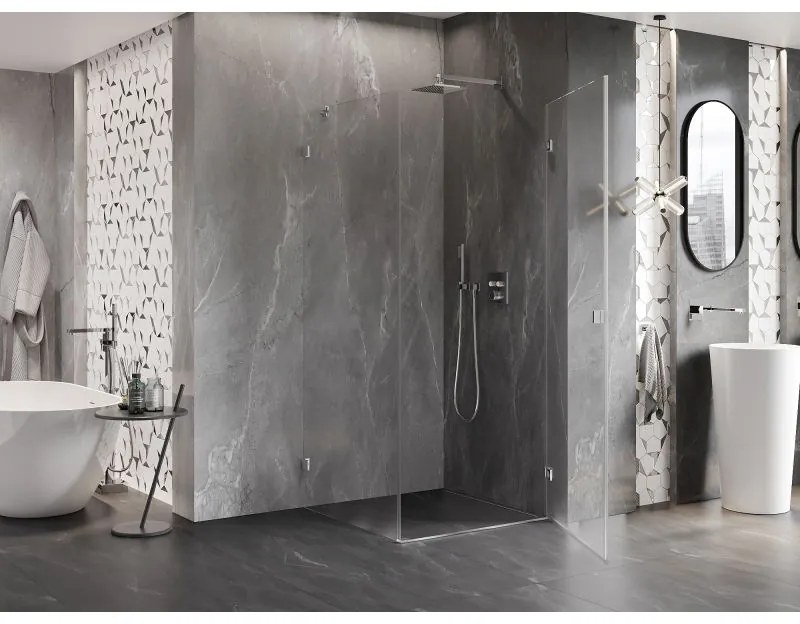 Mexen Lunar-B L, 1-krídlový sprchový kút, pravý, 70 x 70 cm, 8mm číre sklo, chrómový profil, 832L-070-070-01-00-P