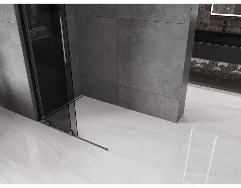 Mexen Velar L, posuvná sprchová zástena Walk-in 120 x 200 cm, 8mm šedé sklo, brúsený grafit, 871-120-003-43-95