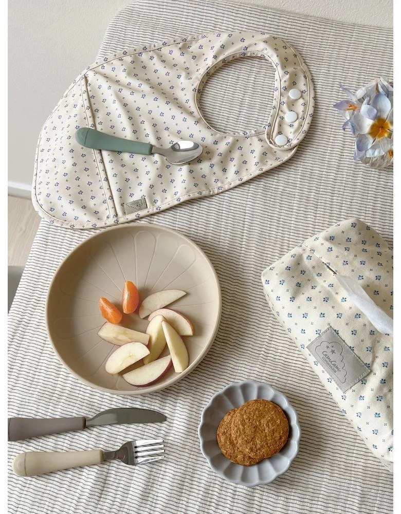 Hnedý/béžový detský príbor 3 ks zo silikónu Olive Mix – Cam Cam Copenhagen