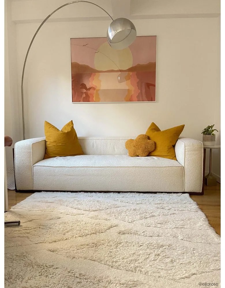 Biely prateľný ručne tkaný vlnený koberec 170x240 cm Enkang Ivory – Lorena Canals