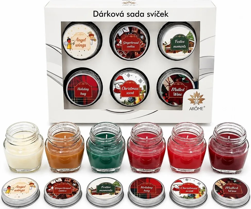 ARÔME Sada sviečok s prianím Vianoce mix 6 ks