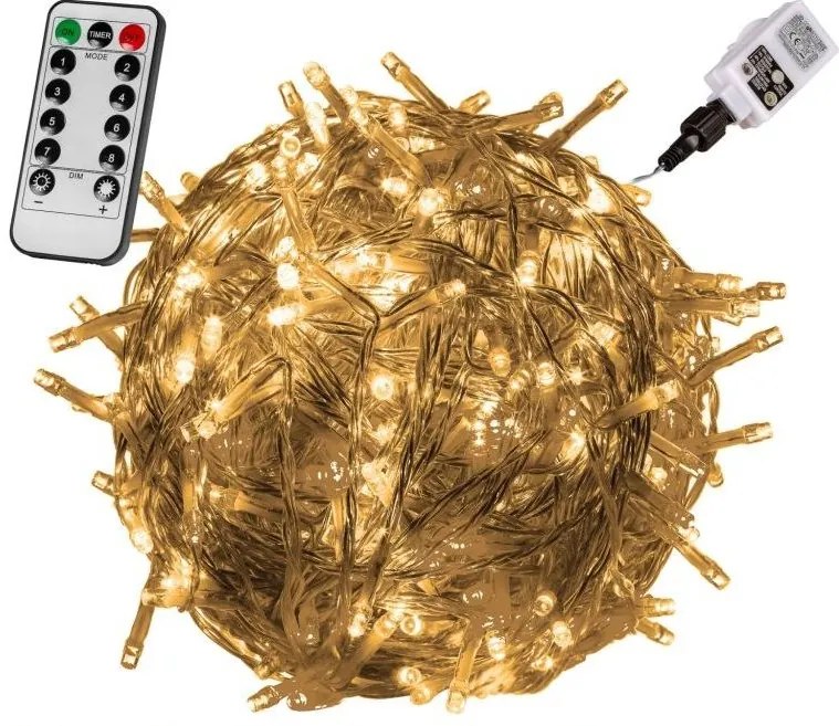 VOLTRONIC Svetielka 20 m, 200 LED, teplá biela, ovládač