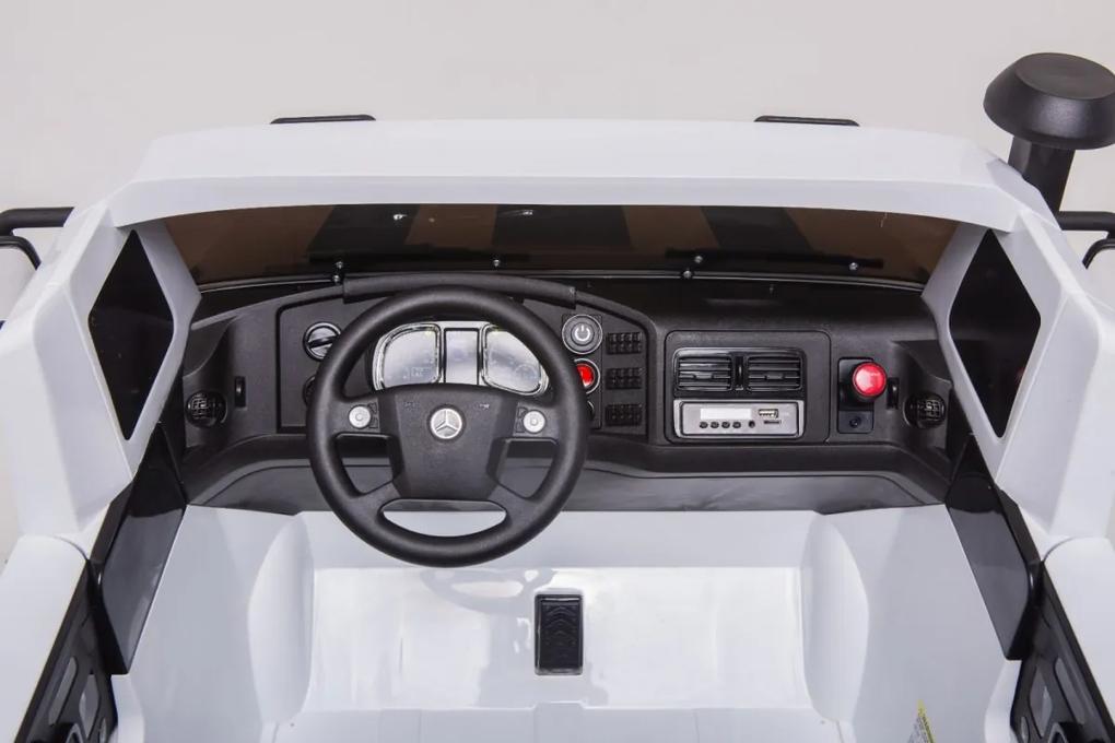 RAMIZ Elektrické autíčko Mercedes Benz Zetros - biele - 2 x 60W / 12V - 12V/10Ah -2022