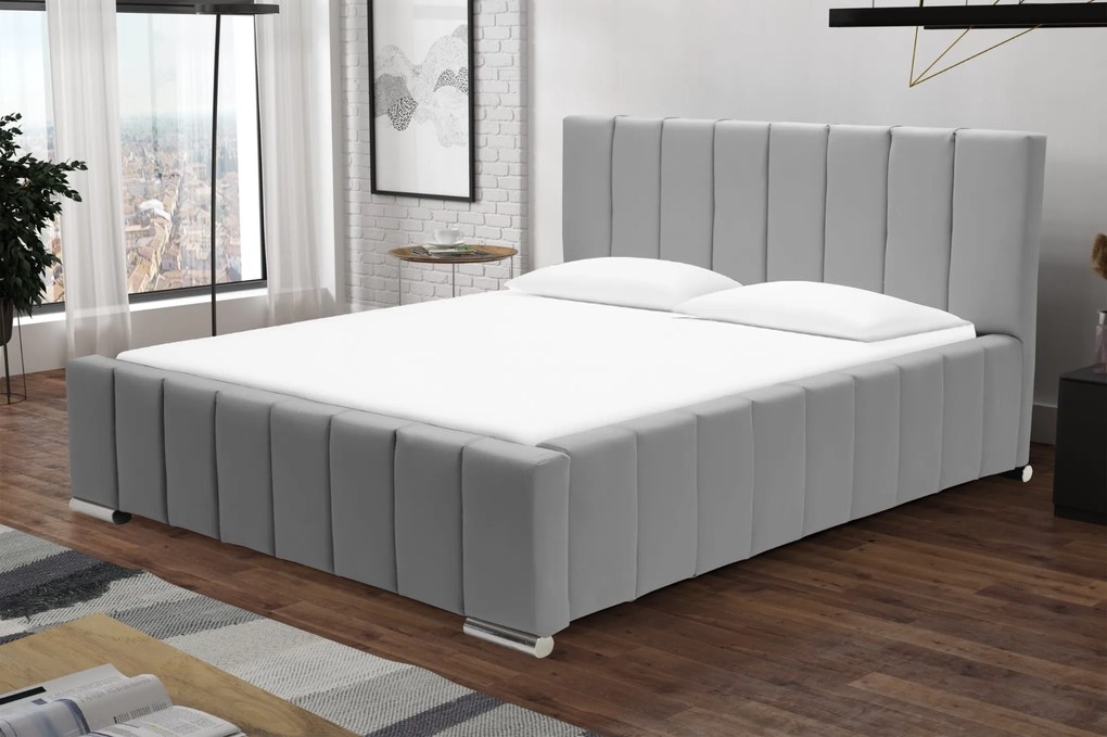 Čalúnená posteľ s úložným priestorom SWEET Světle šedá 120x200 cm