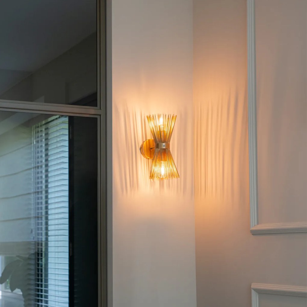 Art Deco nástenná lampa zlatá 2-svetlo - Broom