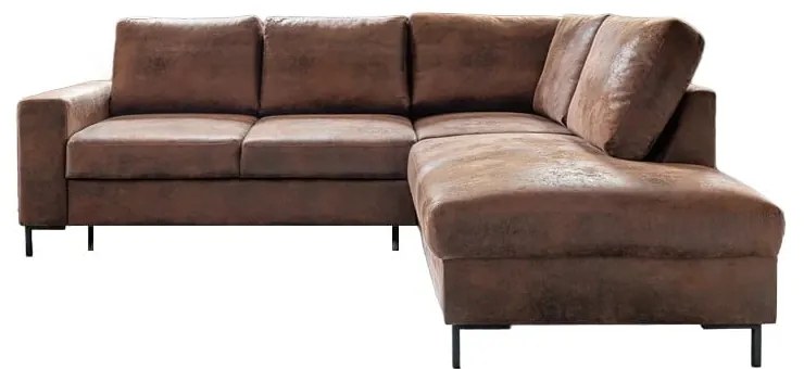 Hnedá rozkladacia rohová pohovka z imitácie kože (pravý roh) Lofty Lilly – Miuform