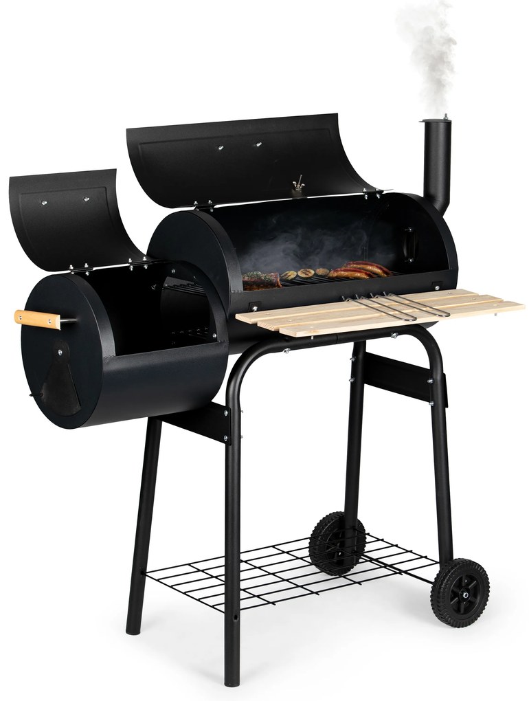 Veľký záhradný gril 2 v 1 s teplomerom, udiareň, komín