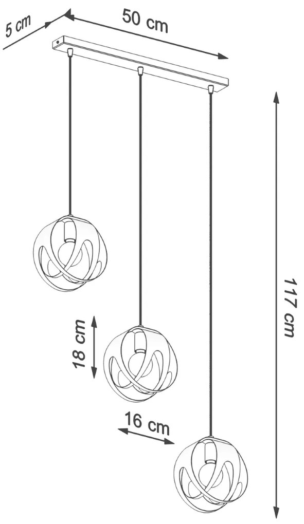 Závesné svietidlo Tulos 3l, 3x biele kovové tienidlo