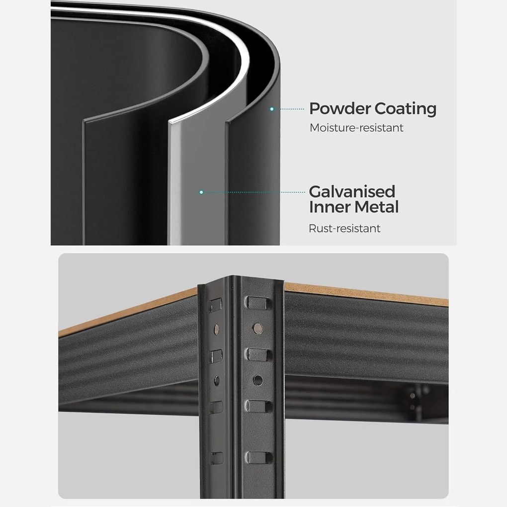 Regál s vysokou nosnosťou, nastaviteľné police, rustikálny hnedý