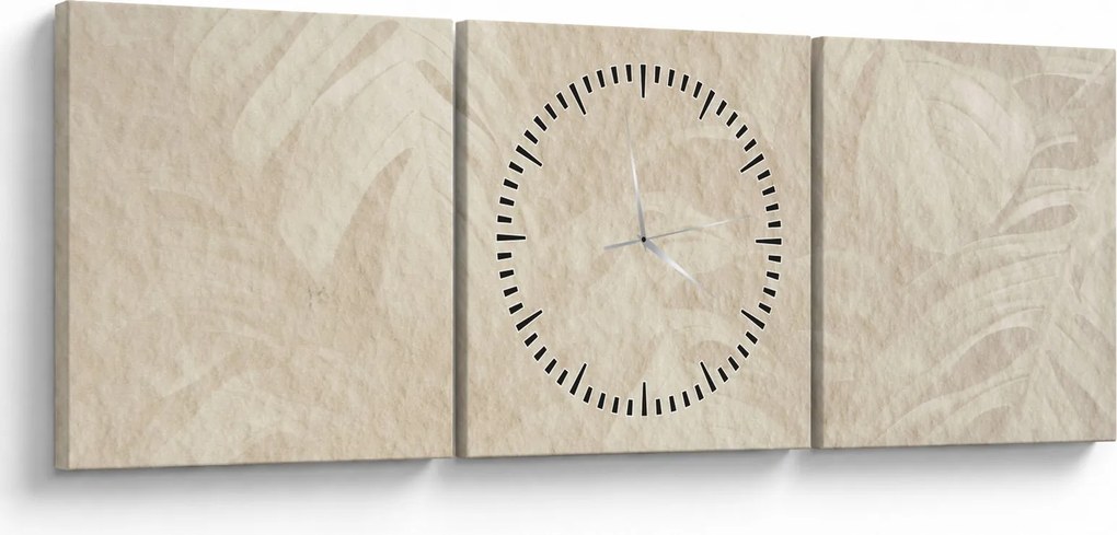 Obraz - Listy v textúre (s hodinami) (90x30 cm)