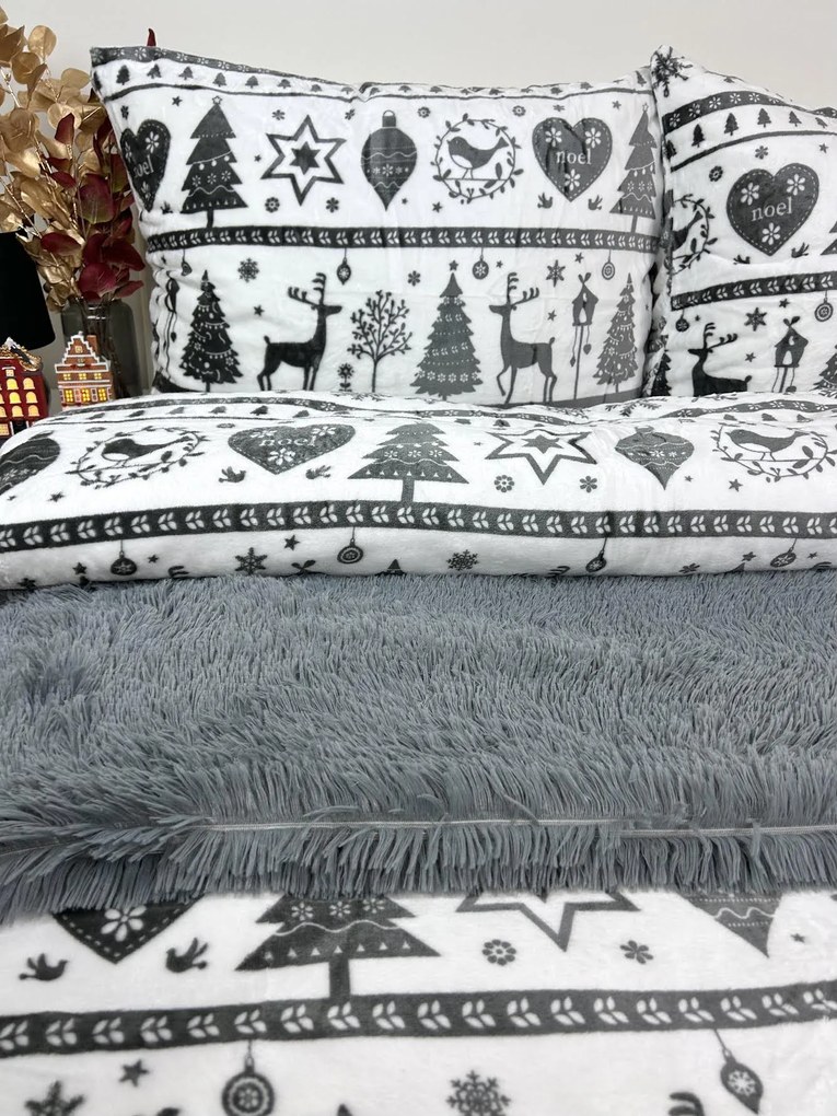 INTERMEDIC SK Posteľná obliečka Mikroplyš Merry Christmas - sivá - 140x200/70x90 cm