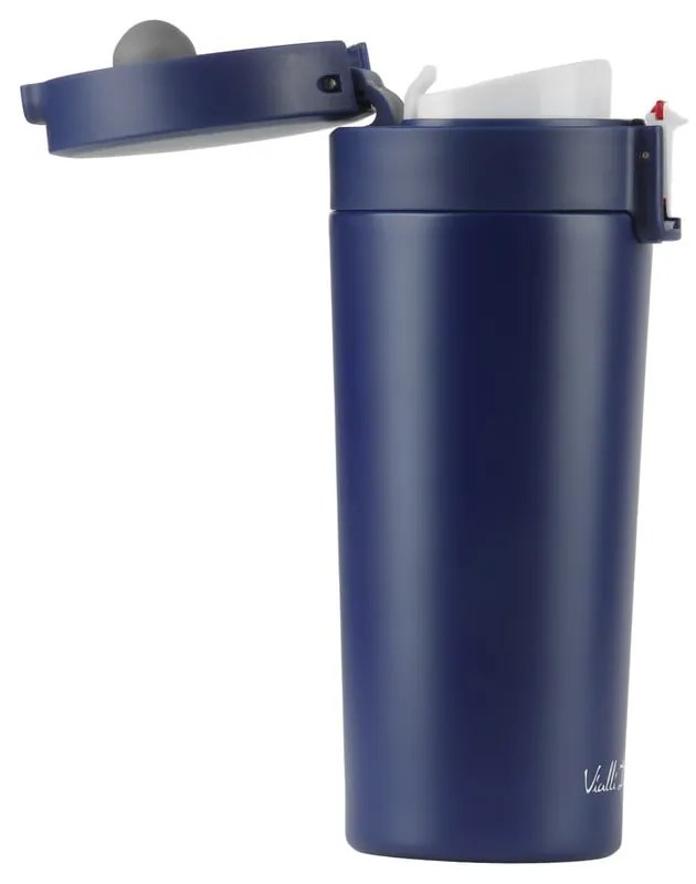 Tmavomodrý cestovný termohrnček Vialli Design Fuori, 400 ml