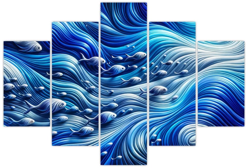 Obraz – Ryby vo vlnách (150x105 cm)