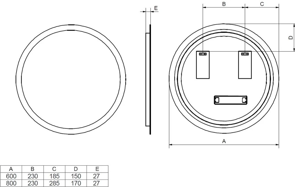 Comad Závesné zrkadlo s LED osvetlením Venus ⌀80 cm