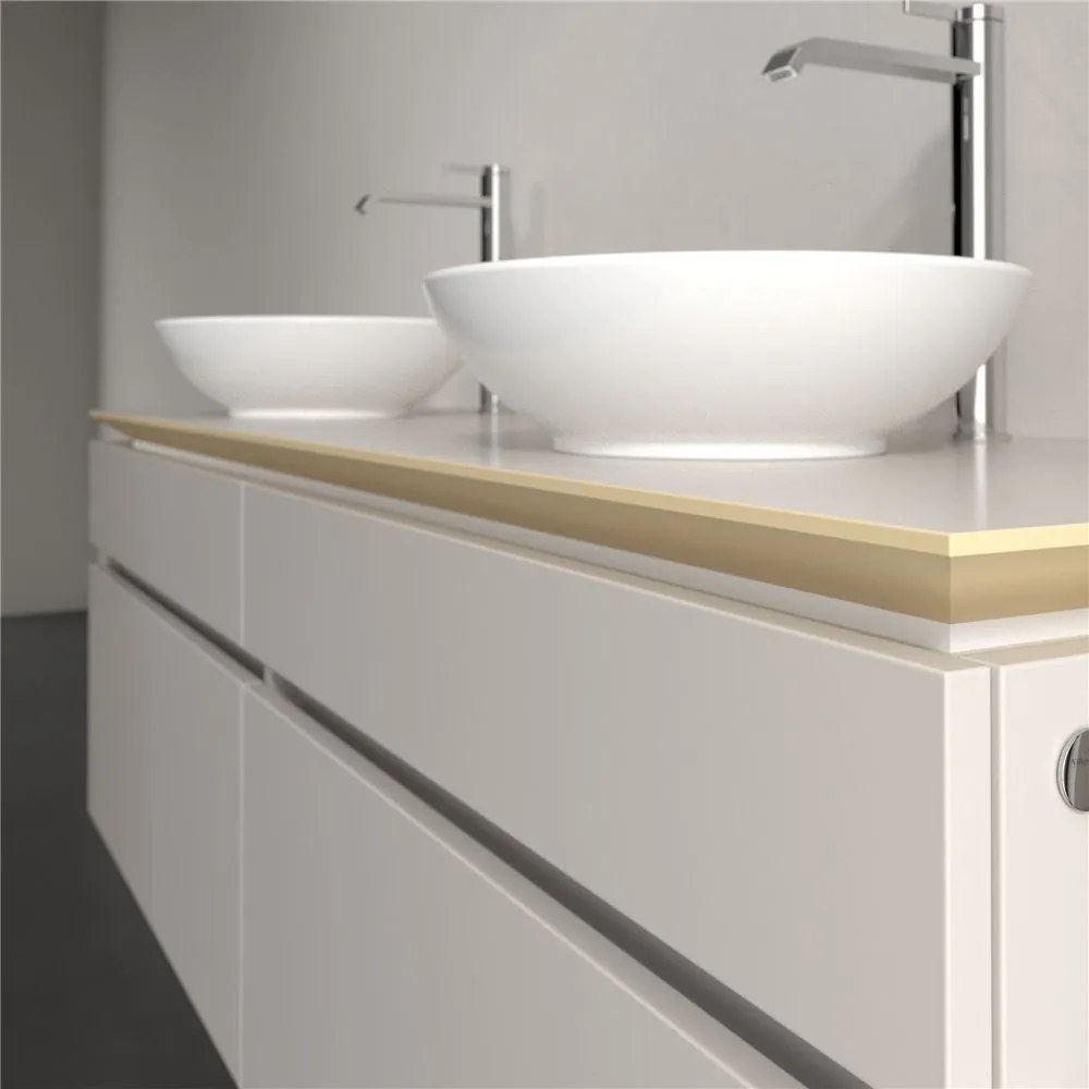 VILLEROY &amp; BOCH Legato závesná skrinka pod dve umývadlá na dosku, 4 zásuvky, 1600 x 500 x 550 mm, Soft Grey, B60000VK