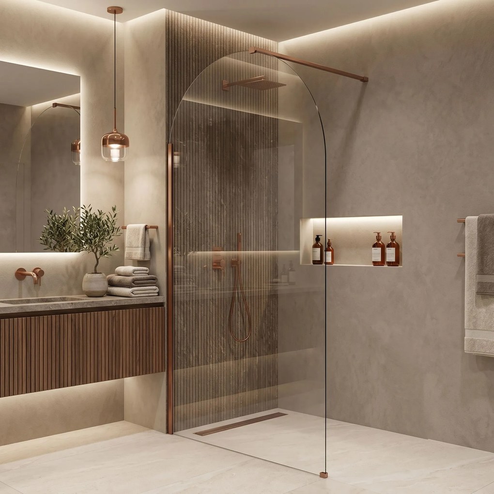 Rea Heaven, sprchová zástena Walk-in 90 cm, medená matná, REA-K6686