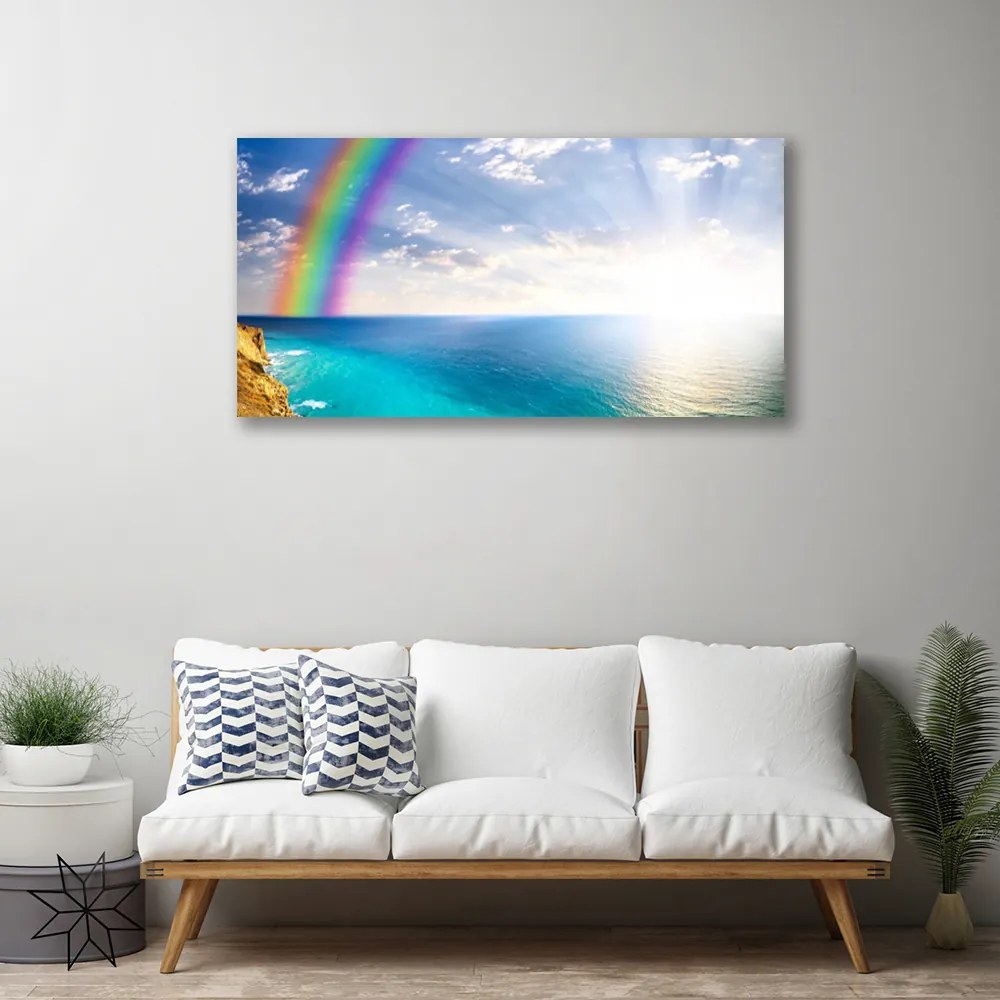 Obraz Canvas Dúha u more krajina 140x70 cm