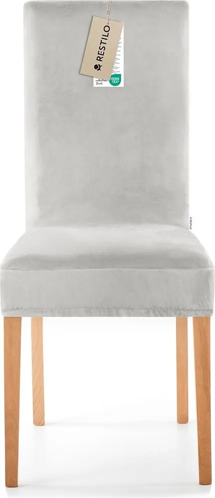 Restilo Napínací poťah na stoličku Sento strieborná, 48 x 48 x 58 + 10 cm, súprava 4 ks