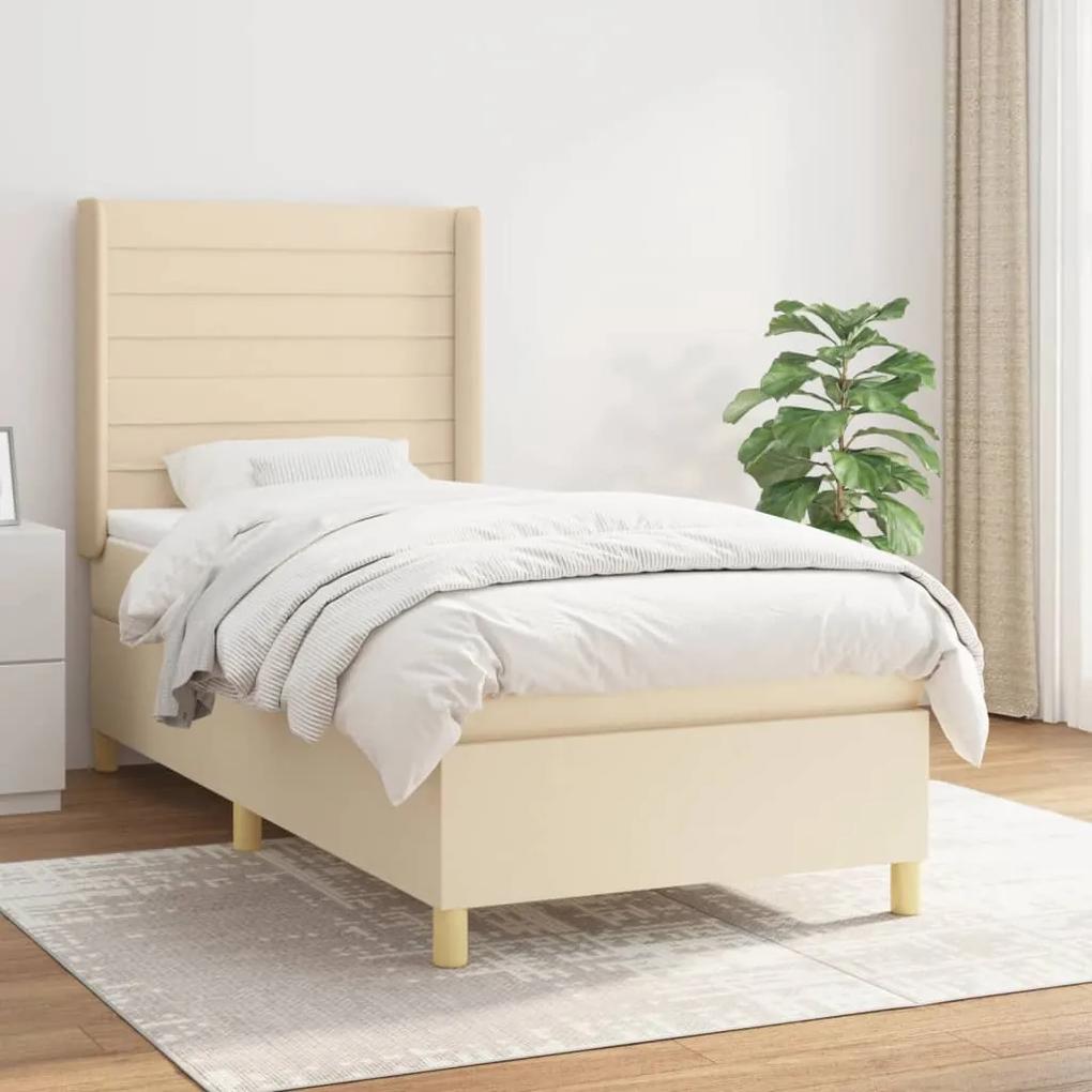 Boxspring posteľ s matracom krémová 100x200 cm látka 3132054