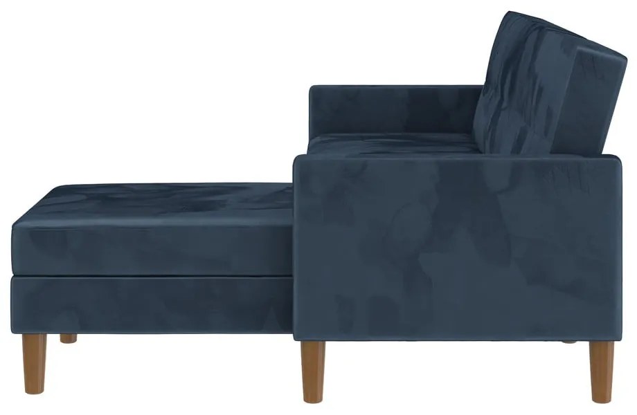 Modrá zamatová rozkladacia rohová pohovka (variabilná) Lilly – Støraa