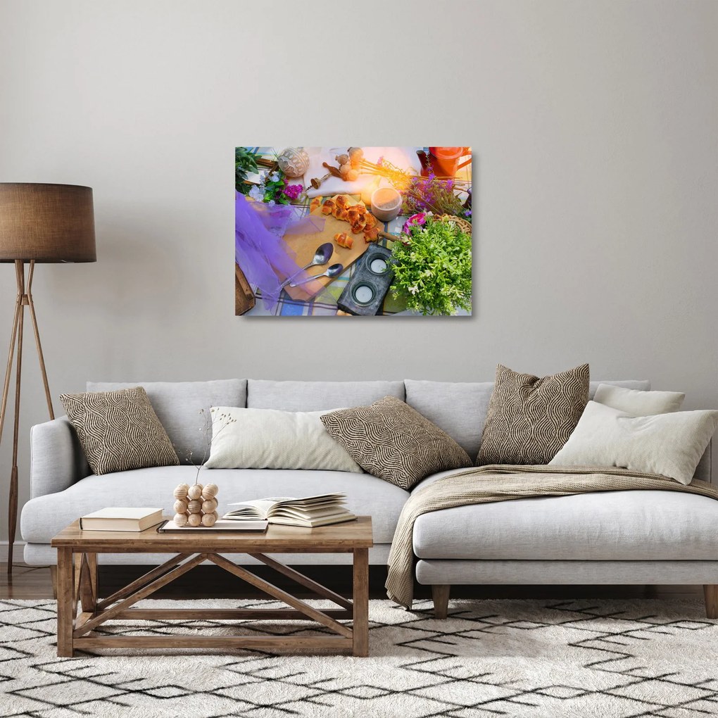 Sklenený obraz - letný piknik (70x50 cm)