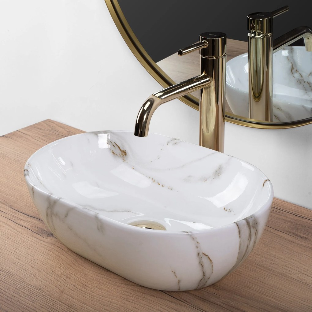 Rea Amelia, umývadlo na dosku 380x260x120mm, imitácia kameňa Shiny Aiax, REA-U9107