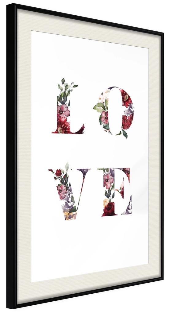 Artgeist Plagát - Love in Flowers [Poster] Veľkosť: 20x30, Verzia: Zlatý rám s passe-partout