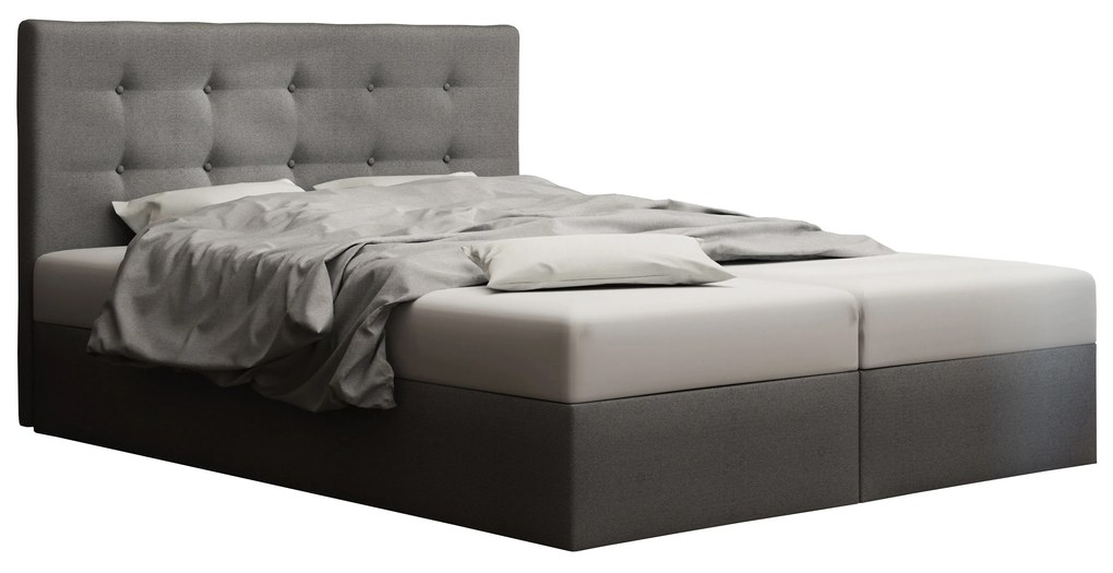 Manželská posteľ Boxspring 140 cm Duel 1 (sivá) (s matracom a úložným priestorom). Akcia -20%. Vlastná spoľahlivá doprava až k Vám domov. 1046426
