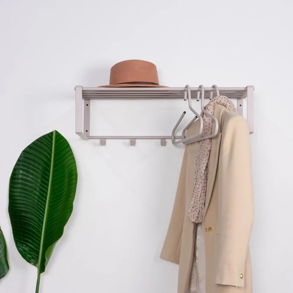 Taupe kovový nástenný vešiak s poličkou 70 cm Rex – Spinder Design
