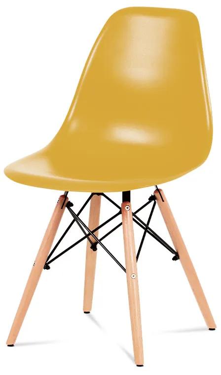 Jedálenská stolička s nadčasovým vzhľadom žltej farby