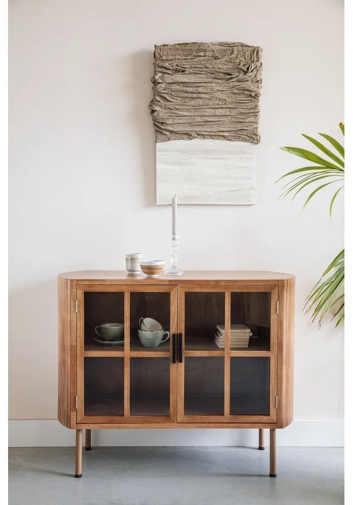 Vitrína z kaučukového dreva v prírodnej farbe 100x80x38 cm Yaz – White Label