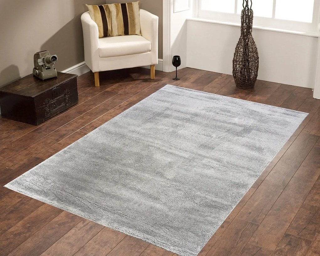 BE Koberec Microsofty 8301 LIGHT GREY – sivý obdĺžnikový Rozmer: 133x200 cm