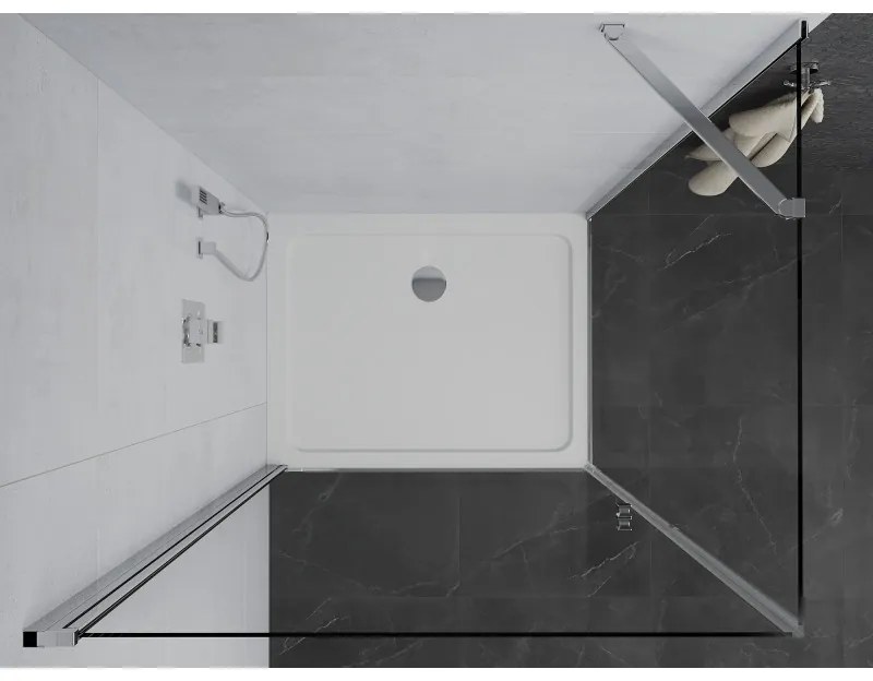 Mexen Pretoria sprchovací kút 80 x 90 cm, priehľadný, chróm + plochá sprchová vanička-852-080-090-01-00-4010
