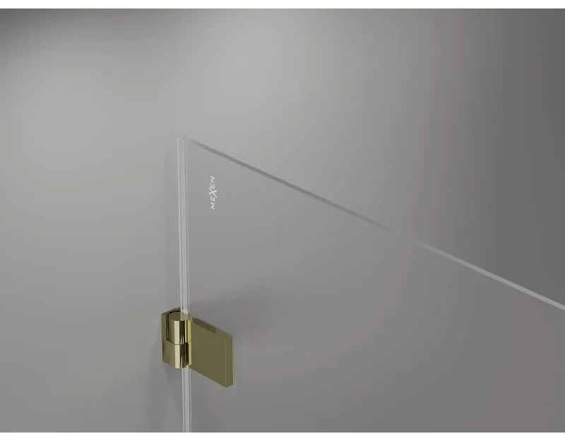 Mexen Lunar-B L výklopný sprchový kút pravý 90 x 70 cm, číre sklo, zlatá lesklá, 832L-090-070-50-00-P