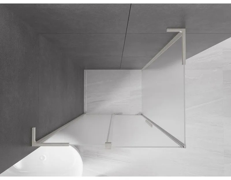 Mexen Velar L, sprchový kút s posuvnými dverami 120 x 70 cm, 8mm sklo námraza, brúsená oceľ, 871-120-070-33-97