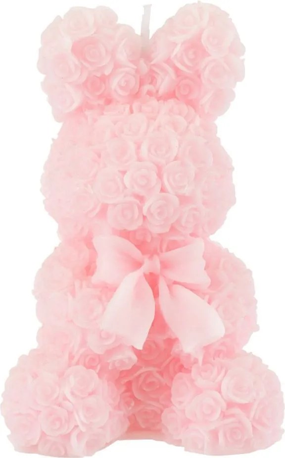 Biela ružičková sviečka v tvare zajačika Rabbi Rose - 7*7*12 cm