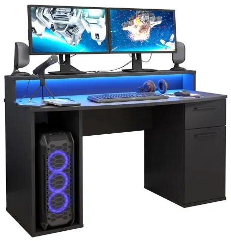 Písací stôl s podsvietením IVAR, čierny